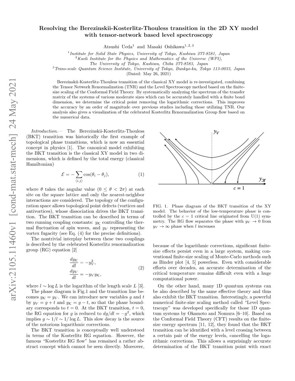 Arxiv:2105.11460V1 [Cond-Mat.Stat-Mech] 24 May 2021