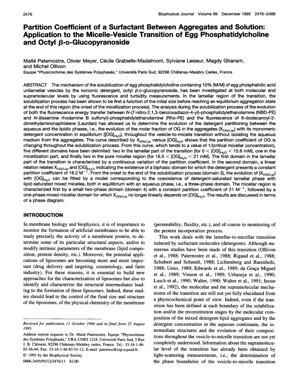 Partition Coefficient of a Surfactant Between Aggregates And