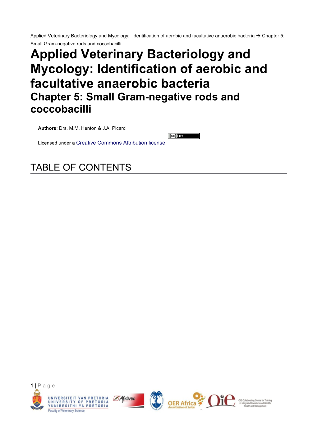 Chapter 5:Small Gram-Negative Rods and Coccobacilli