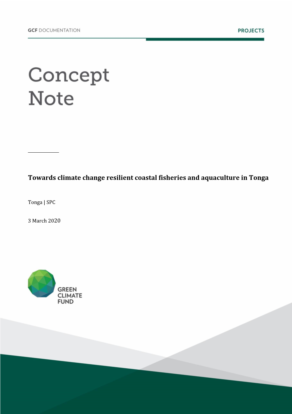 Towards Climate Change Resilient Coastal Fisheries and Aquaculture in Tonga