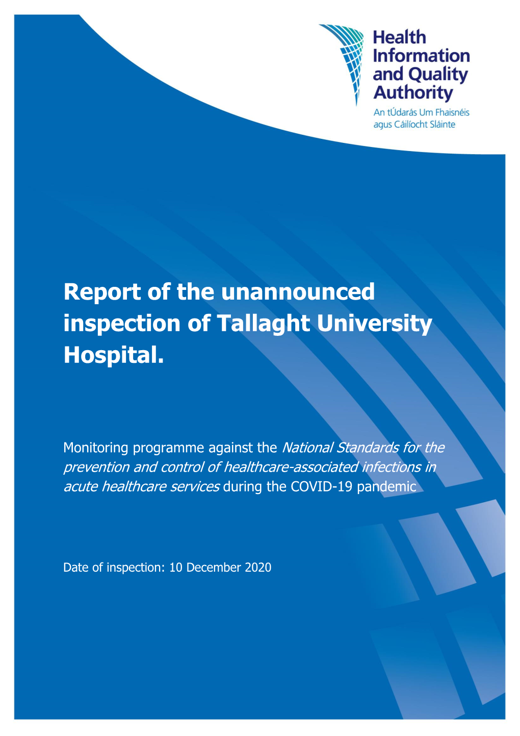 Report of Unannounced Inspection of Tallaght University Hospital 10 December 2020