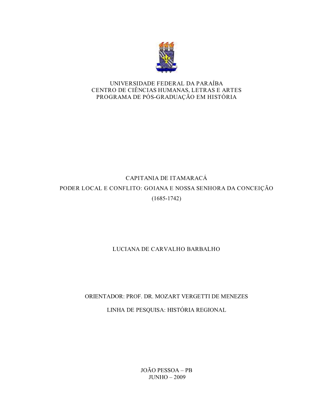 Universidade Federal Da Paraíba Centro De Ciências Humanas, Letras E Artes Programa De Pós-Graduação Em História