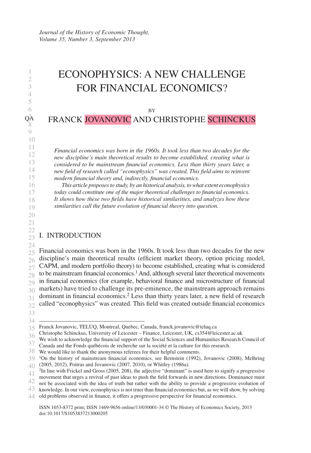 Econophysics: a New Challenge for Financial Economics?