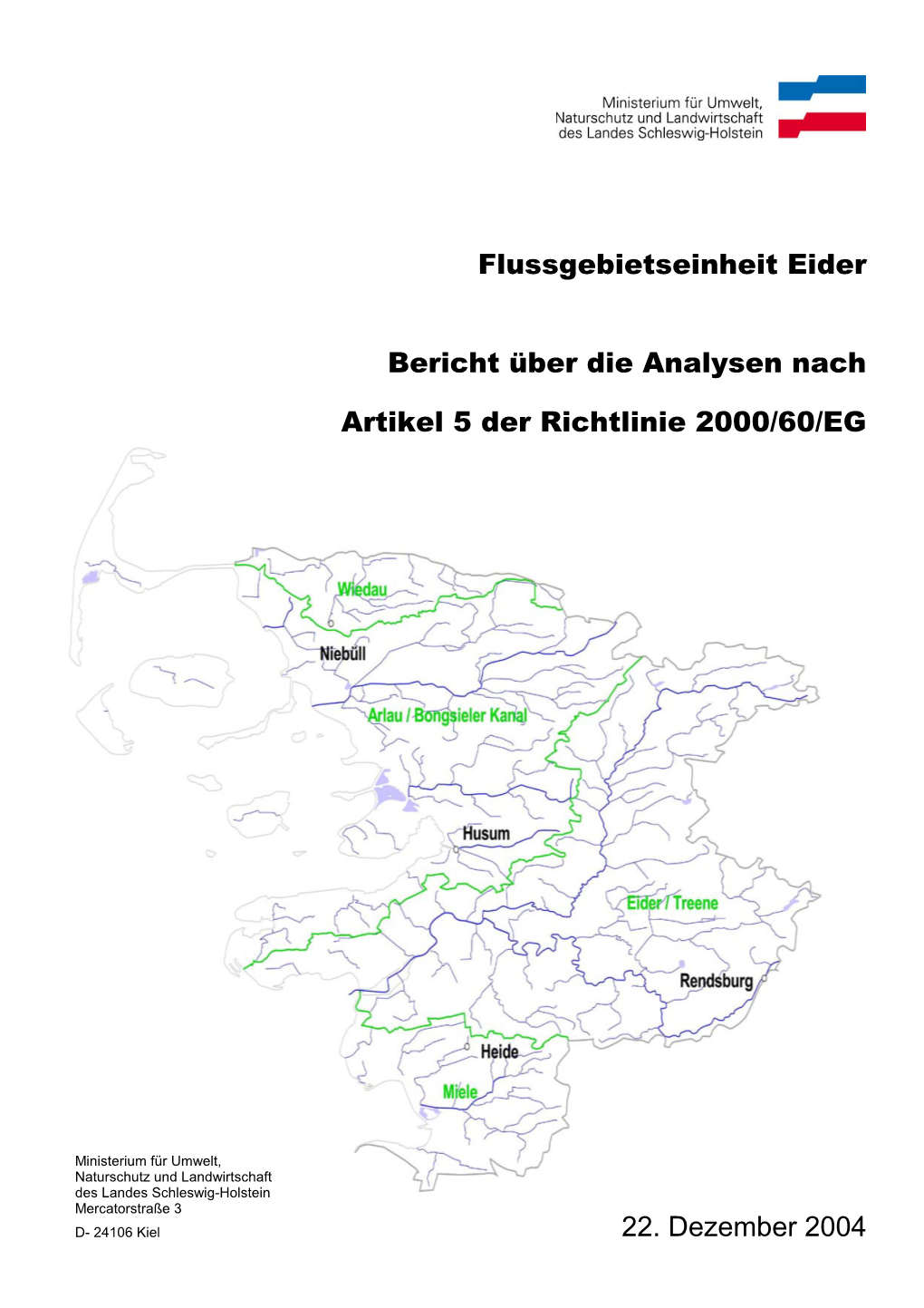 Flussgebietseinheit Eider Bericht Über Die Analysen Nach Artikel 5 Der