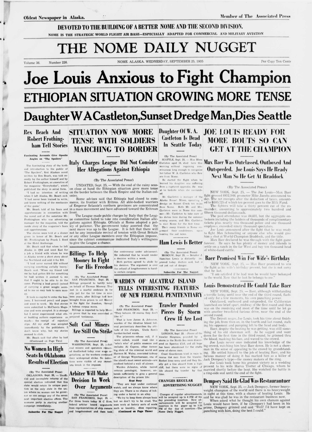 Joe Louis Anxious to Fight Champion