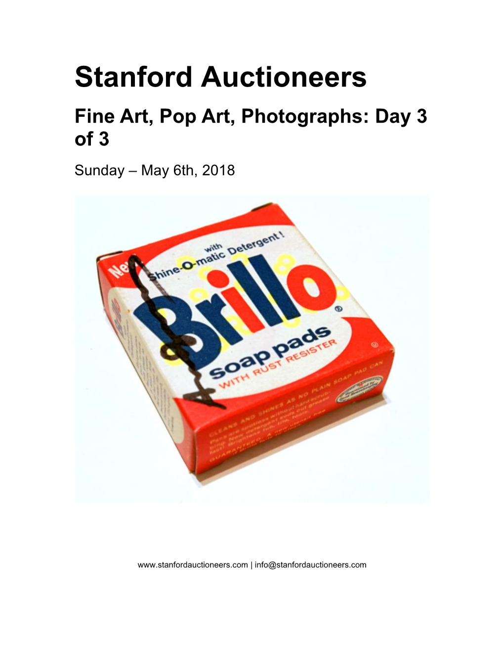 Stanford Auctioneers Fine Art, Pop Art, Photographs: Day 3 of 3 Sunday – May 6Th, 2018