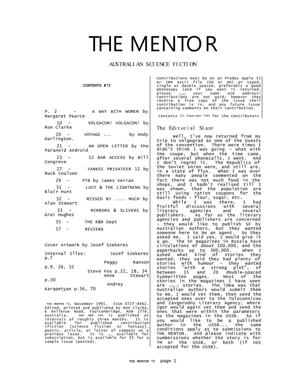 THE MENTOR 72, November 1991