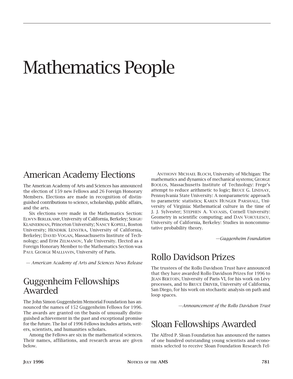 Mathematics People