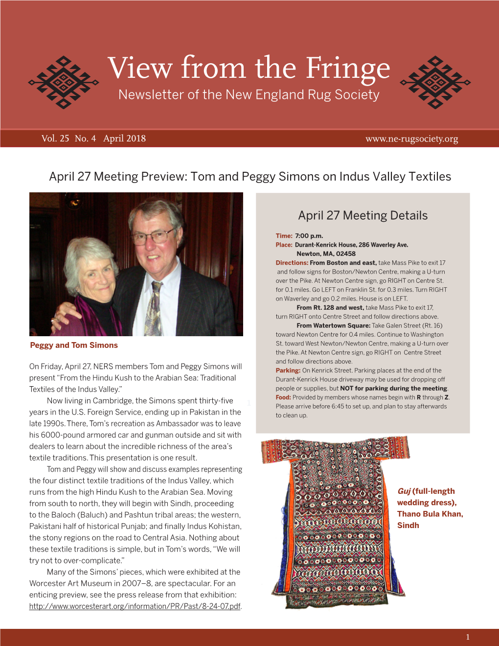 View from the Fringe Newsletter of the New England Rug Society