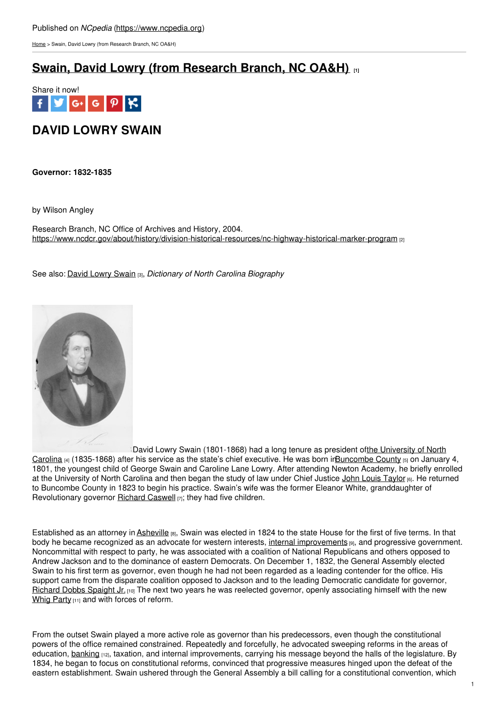 Swain, David Lowry (From Research Branch, NC OA&H)