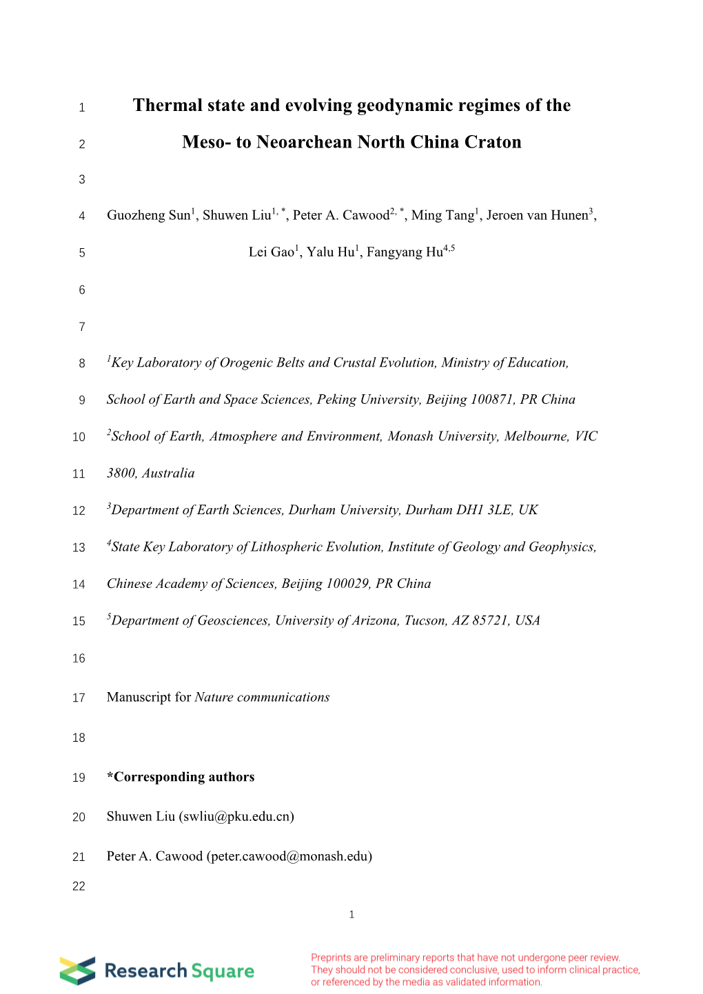 Thermal State and Evolving Geodynamic Regimes of the Meso- to Neoarchean North China Craton