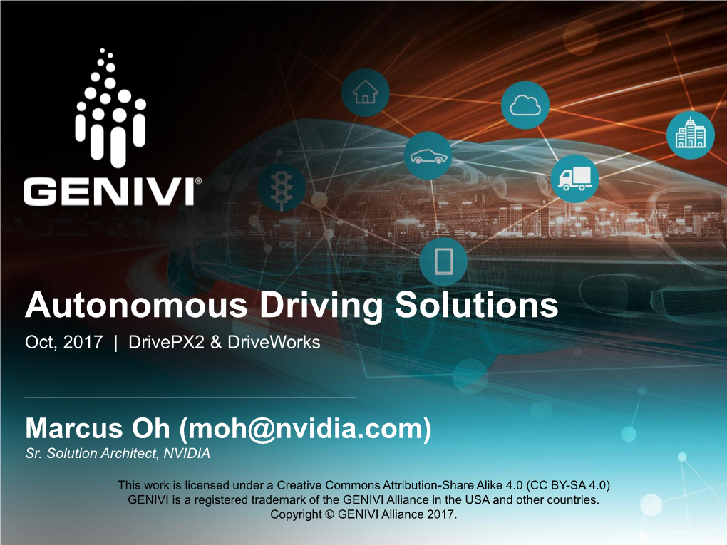 Autonomous Driving Solutions Oct, 2017 | Drivepx2 & Driveworks