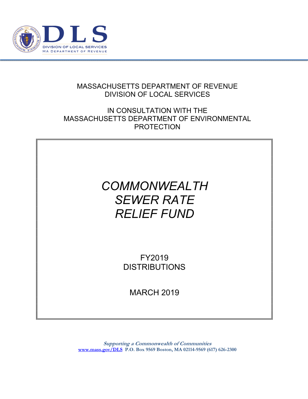 Commonwealth Sewer Rate Relief Fund