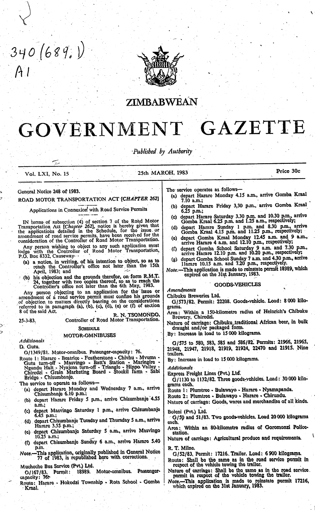 A/ Government Gazette