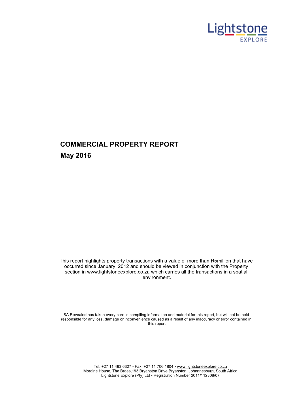 COMMERCIAL PROPERTY REPORT May 2016