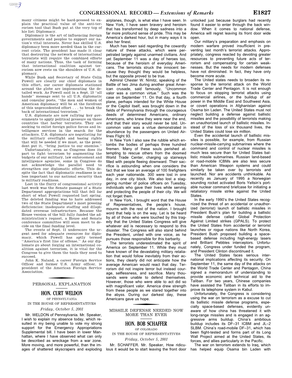 CONGRESSIONAL RECORD— Extensions of Remarks E1827 HON