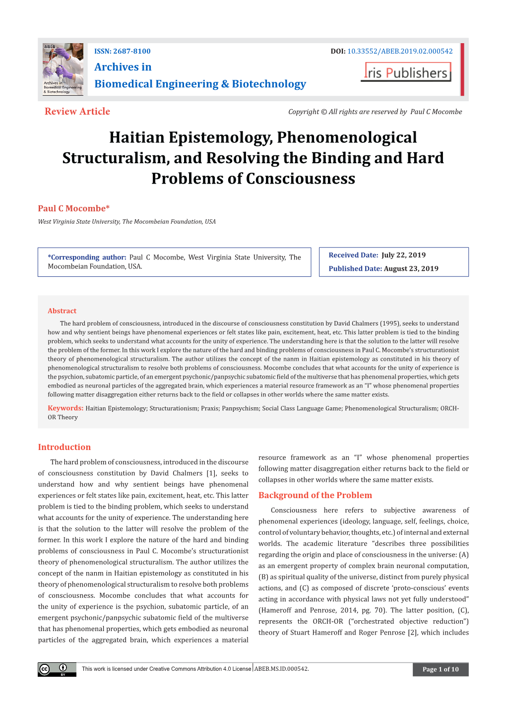 Haitian Epistemology, Phenomenological Structuralism, and Resolving the Binding and Hard Problems of Consciousness