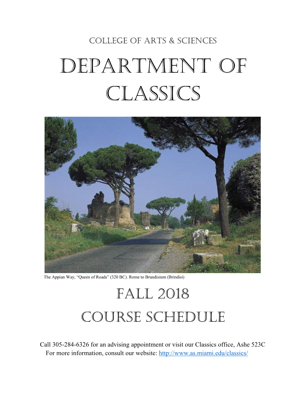 Department of Classics Faculty Are Available for Advising