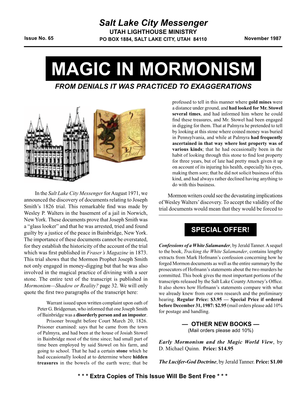 65 Salt Lake City Messenger: Magic in Mormonism