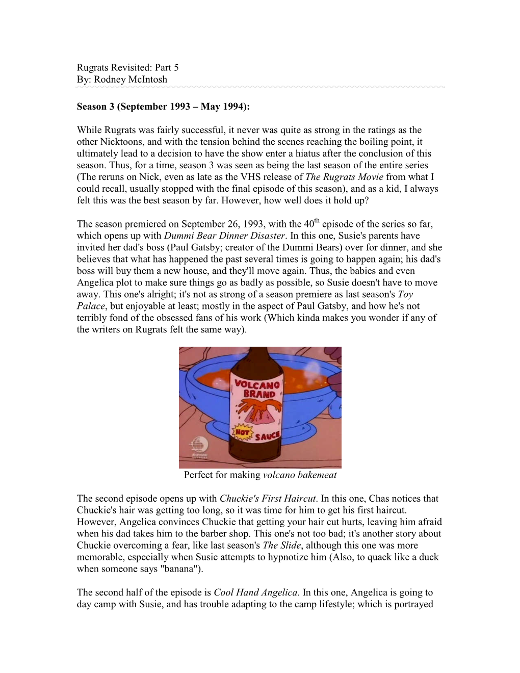Rugrats Revisited: Part 5 By: Rodney Mcintosh Season 3
