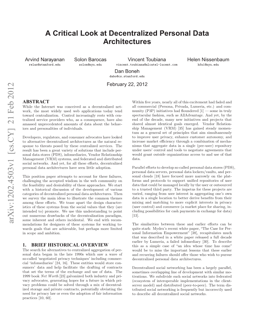 A Critical Look at Decentralized Personal Data Architectures