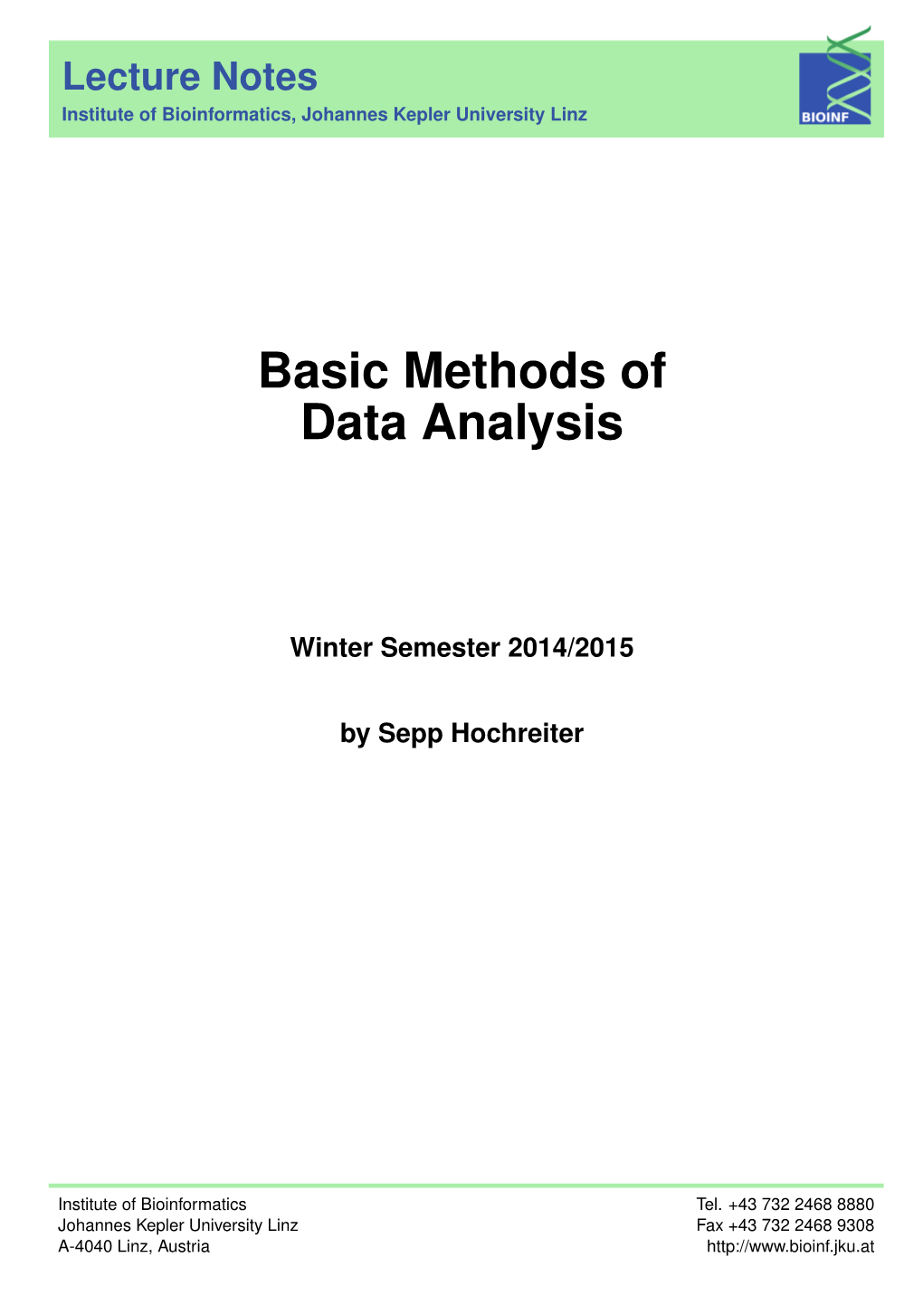 Basic Methods of Data Analysis