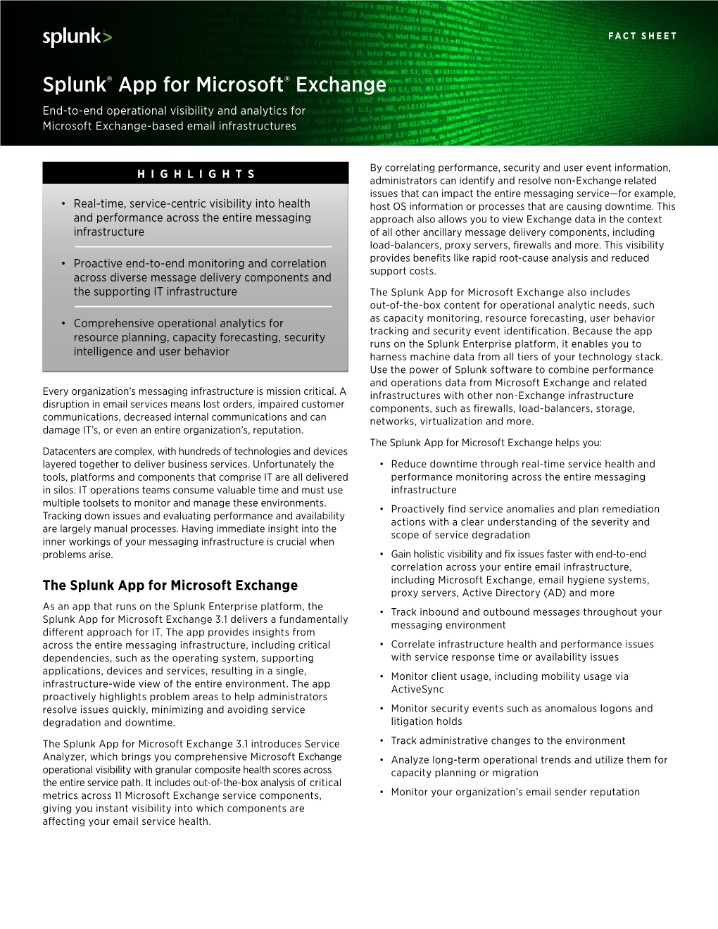 Splunk® App for Microsoft® Exchange End-To-End Operational Visibility and Analytics for Microsoft Exchange-Based Email Infrastructures