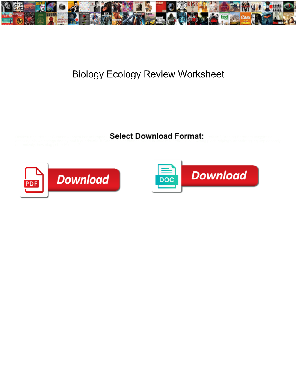 Biology Ecology Review Worksheet