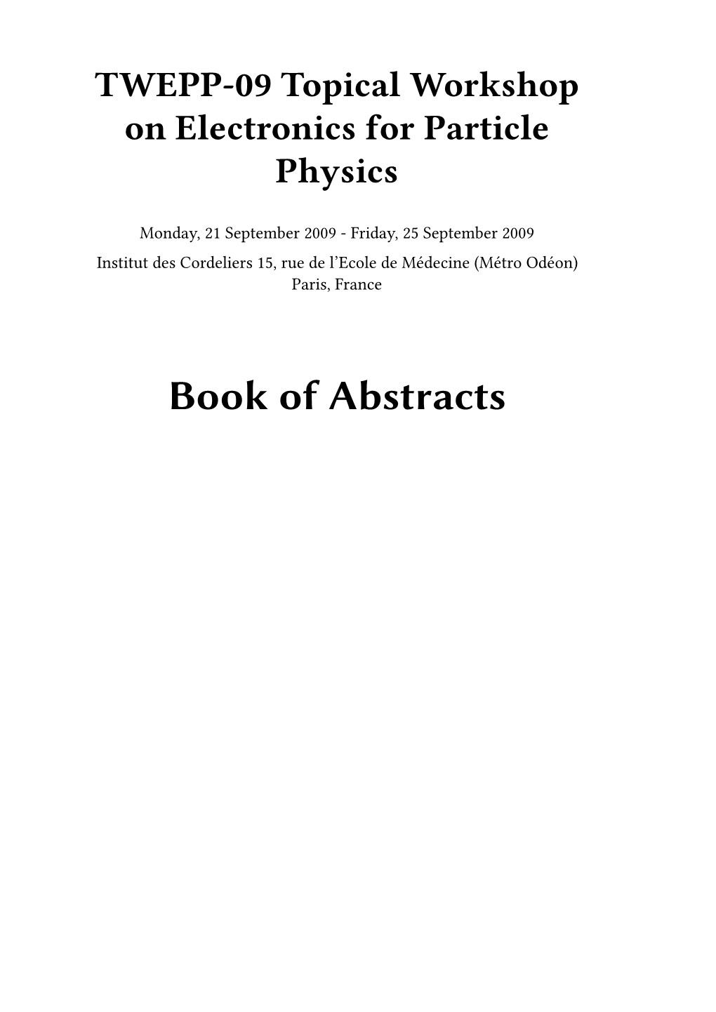 Book of Abstracts Ii Contents