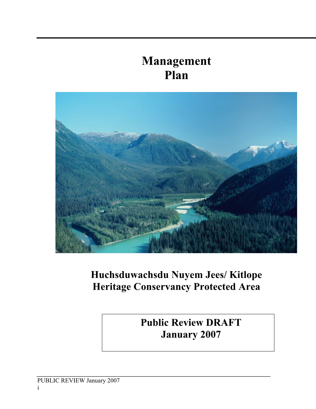 Kitlope Heritage Conservancy Draft Management Plan