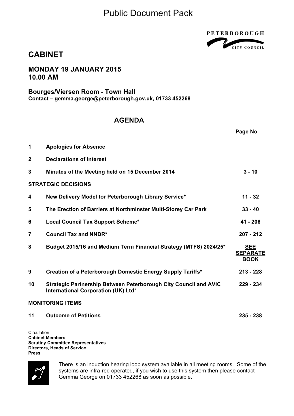 (Public Pack)Agenda Document for Cabinet, 19/01/2015 10:00
