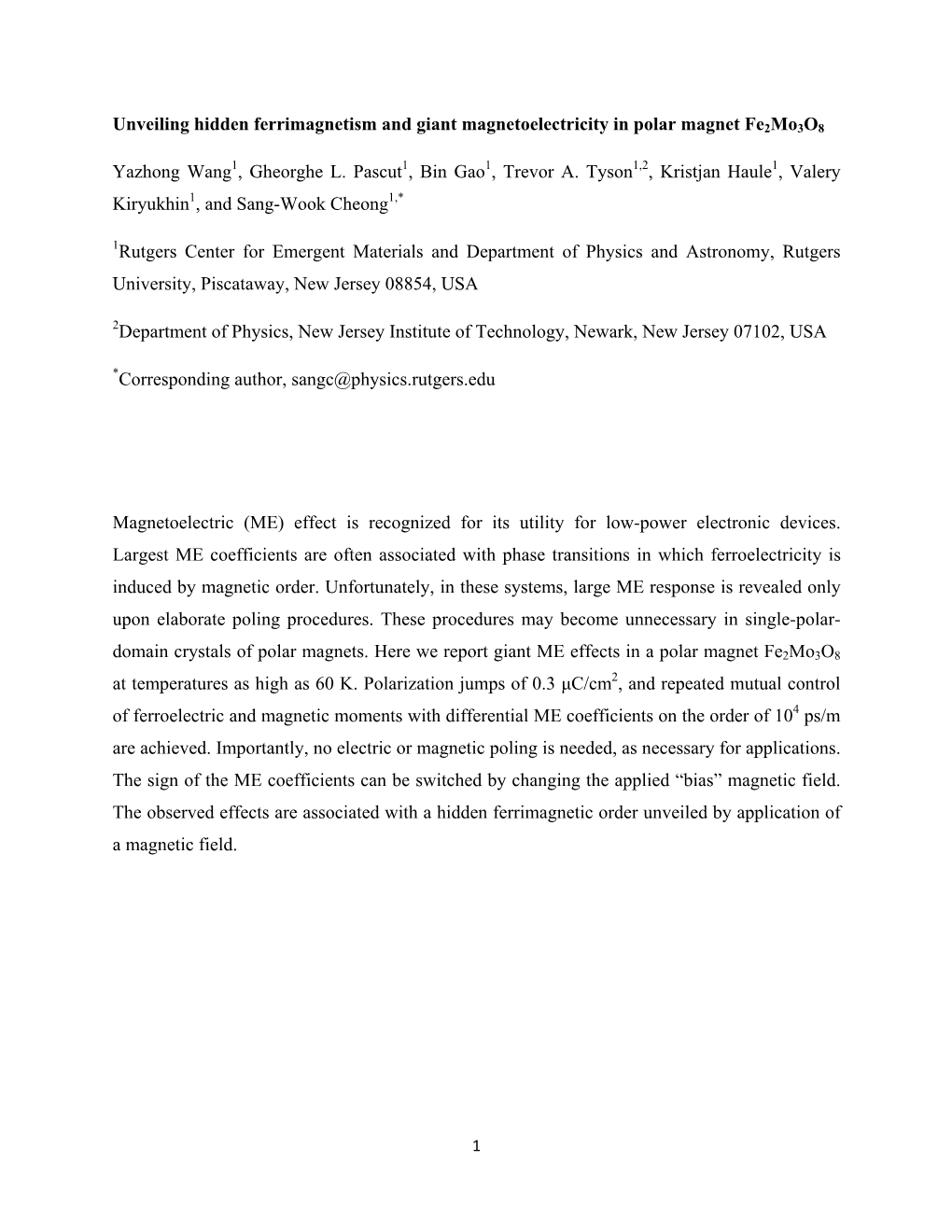 Unveiling Hidden Ferrimagnetism and Giant Magnetoelectricity in Polar Magnet Fe2mo3o8