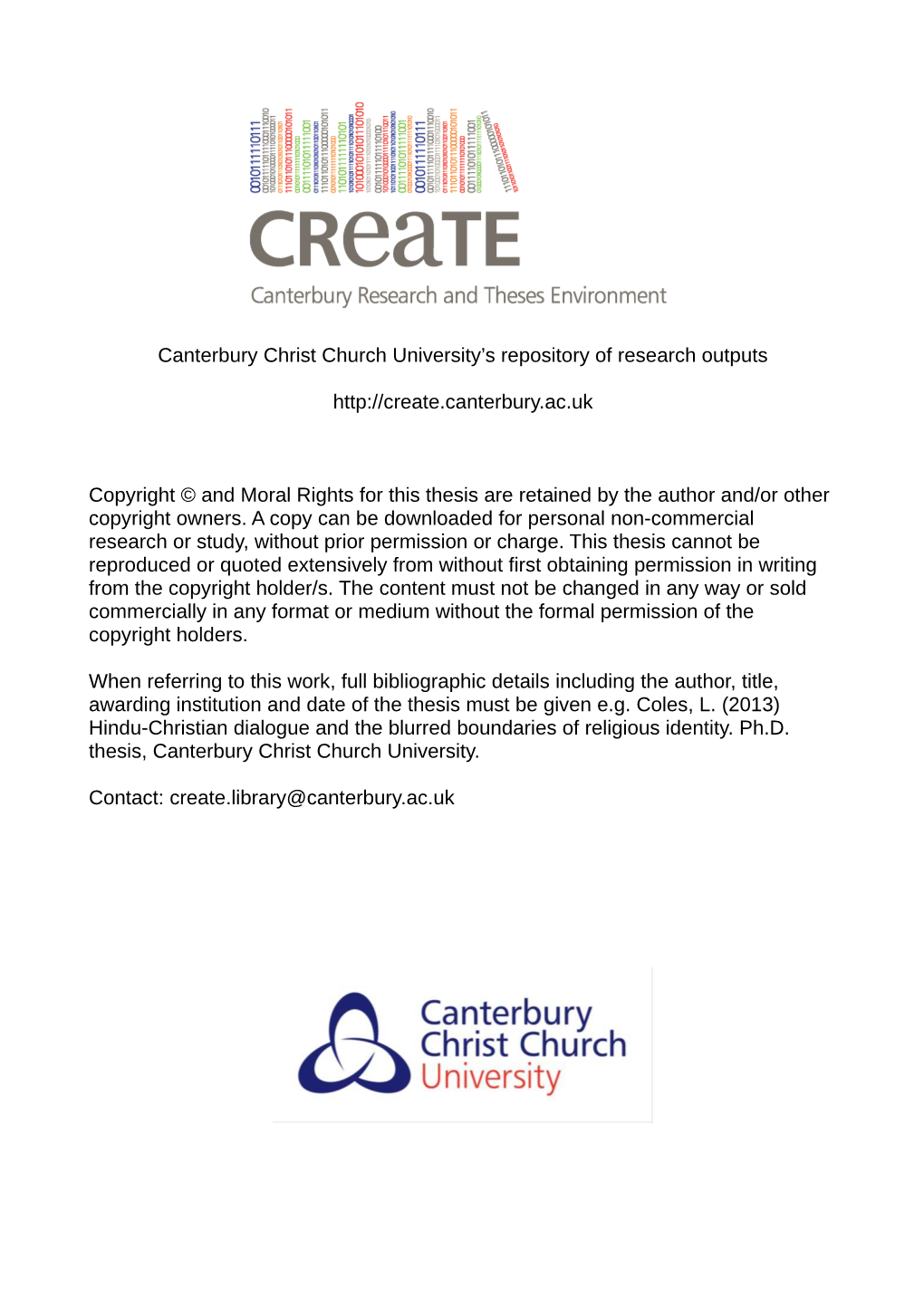 Canterbury Christ Church University's Repository of Research Outputs Http