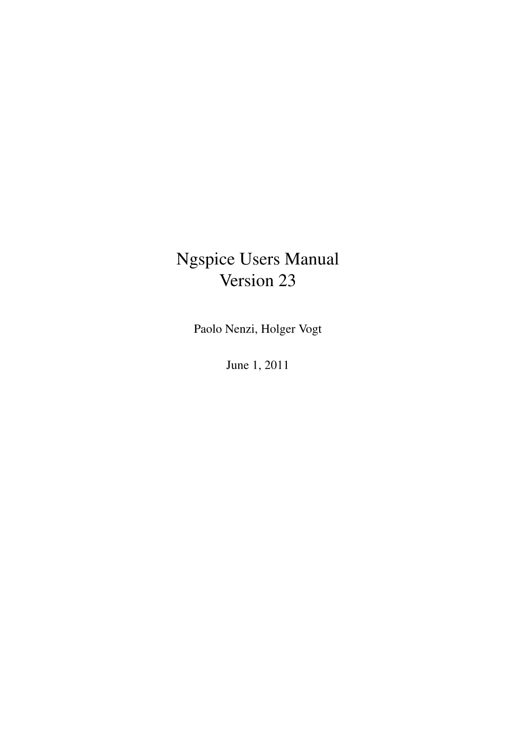 Ngspice User Manual