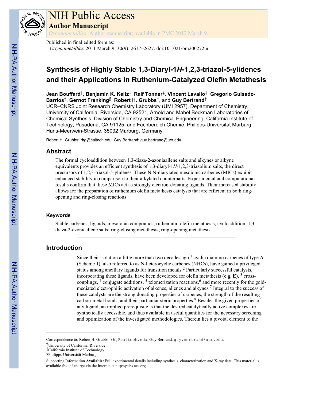 NIH Public Access Author Manuscript Organometallics