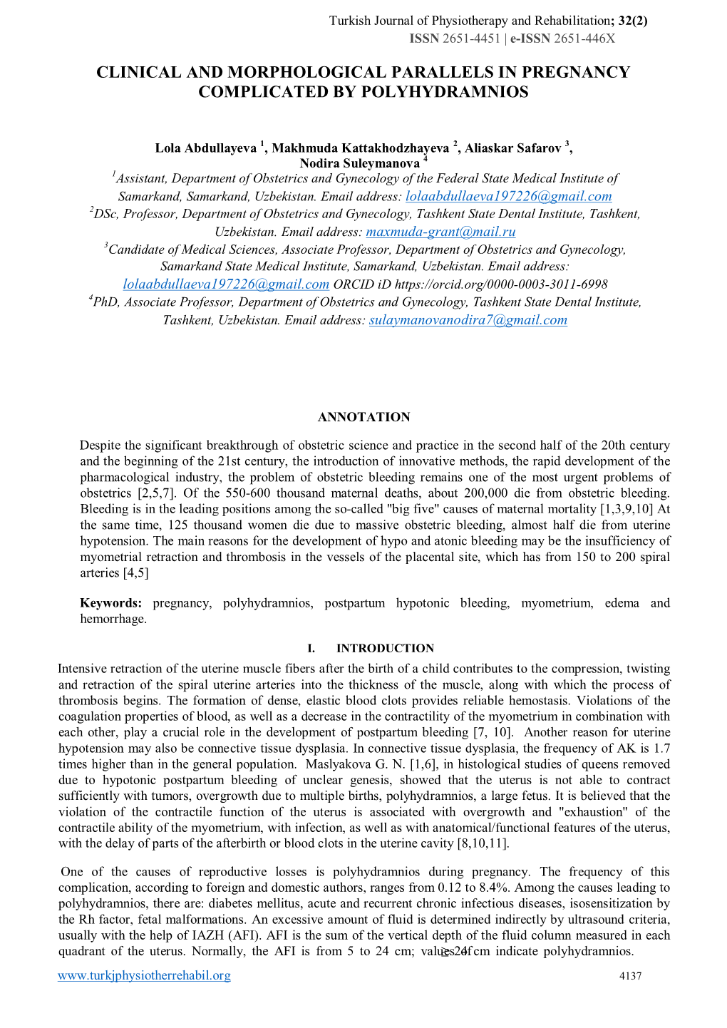 Clinical and Morphological Parallels in Pregnancy Complicated by Polyhydramnios