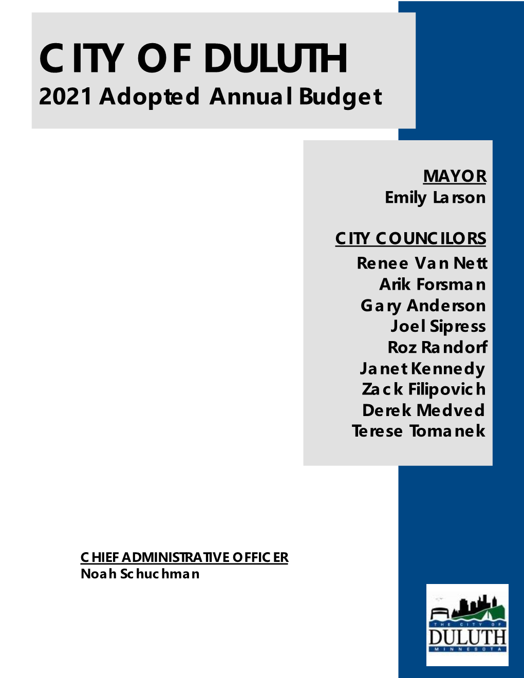 CITY of DULUTH 2021 Adopted Annual Budget