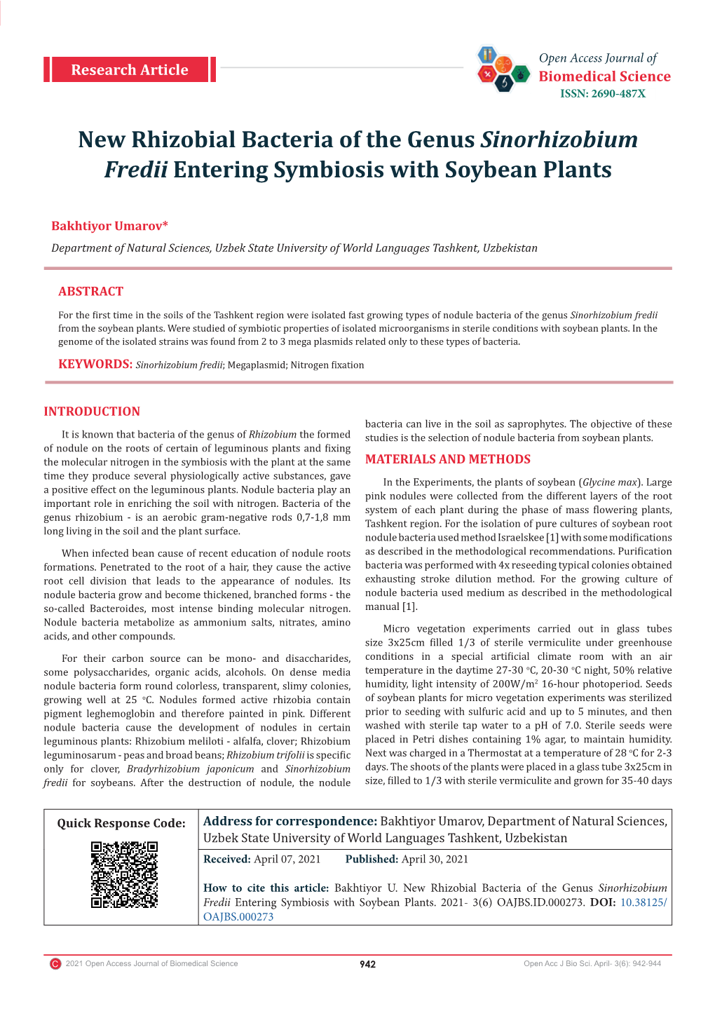 New Rhizobial Bacteria of the Genus Sinorhizobium Fredii Entering Symbiosis with Soybean Plants