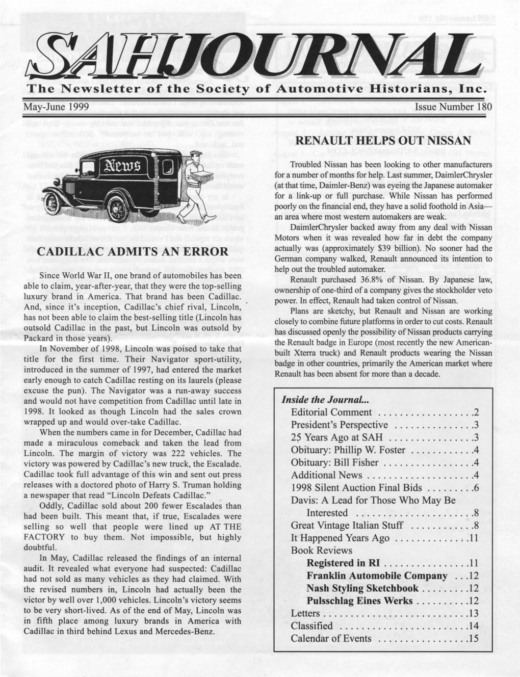 The Newsletter of the Society of Automotive Historians, Inc