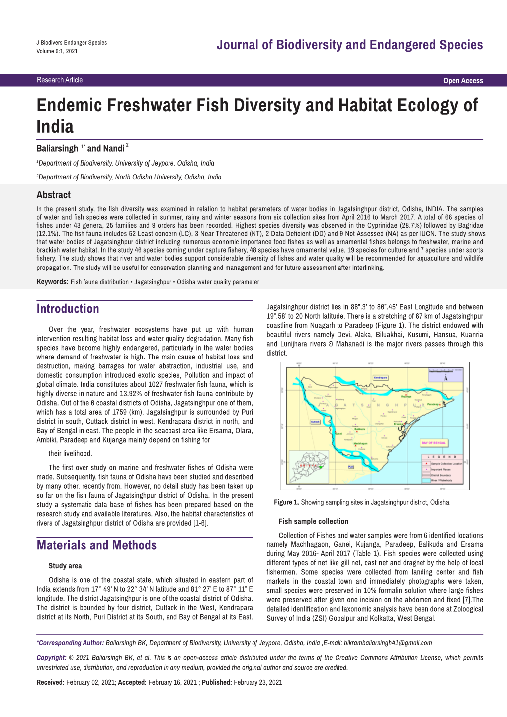 Endemic Freshwater Fish Diversity and Habitat Ecology of India