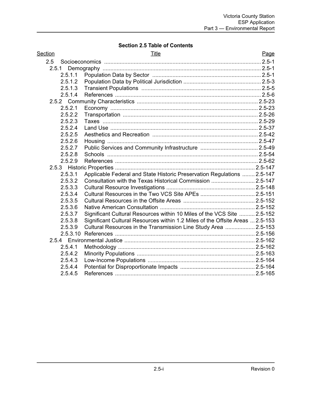 Victoria County Station ESP, Environmental Rpt, Rev. 0