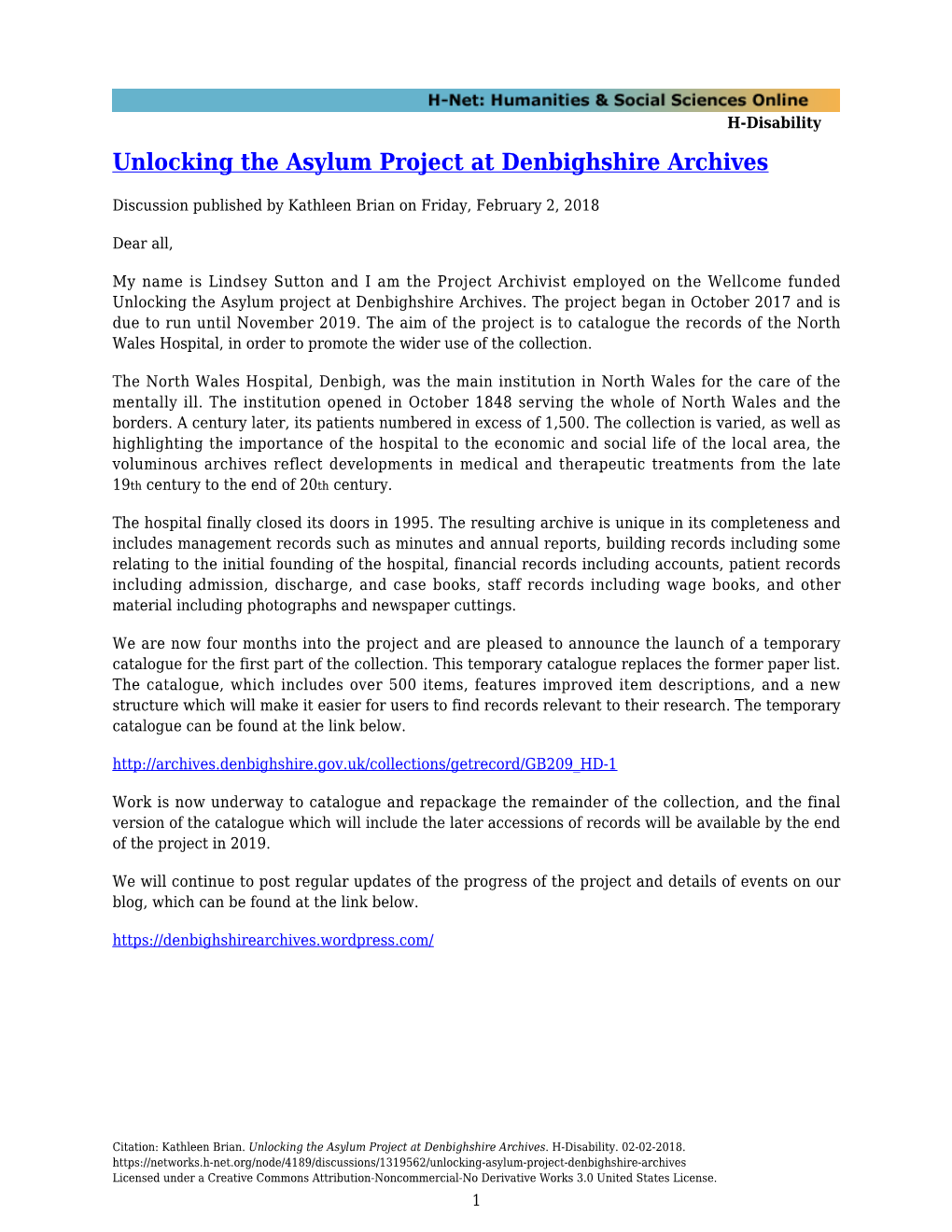 Unlocking the Asylum Project at Denbighshire Archives