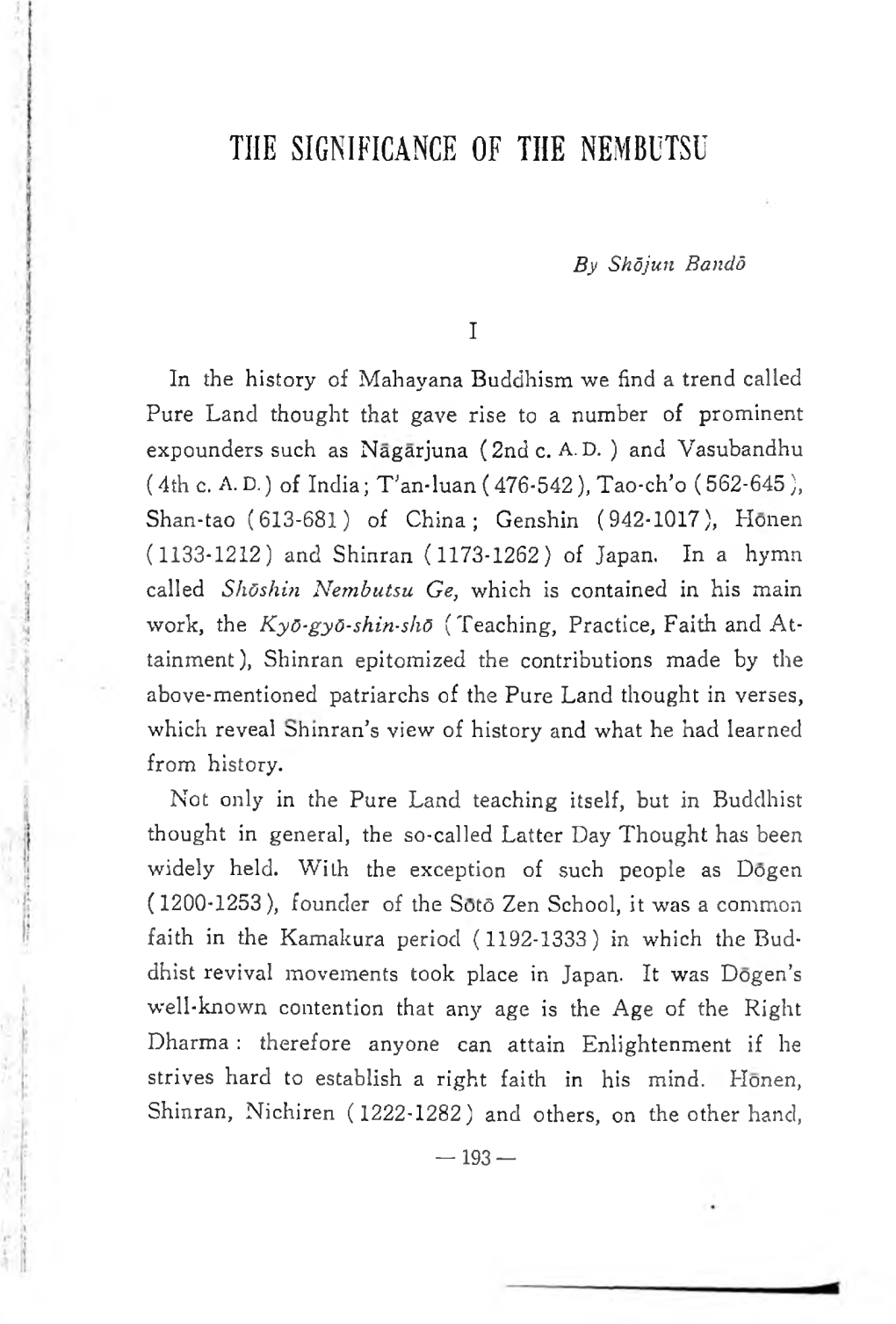 The Significance of the Nembutsu