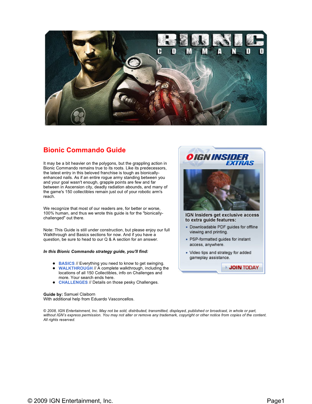 Bionic Commando Guide