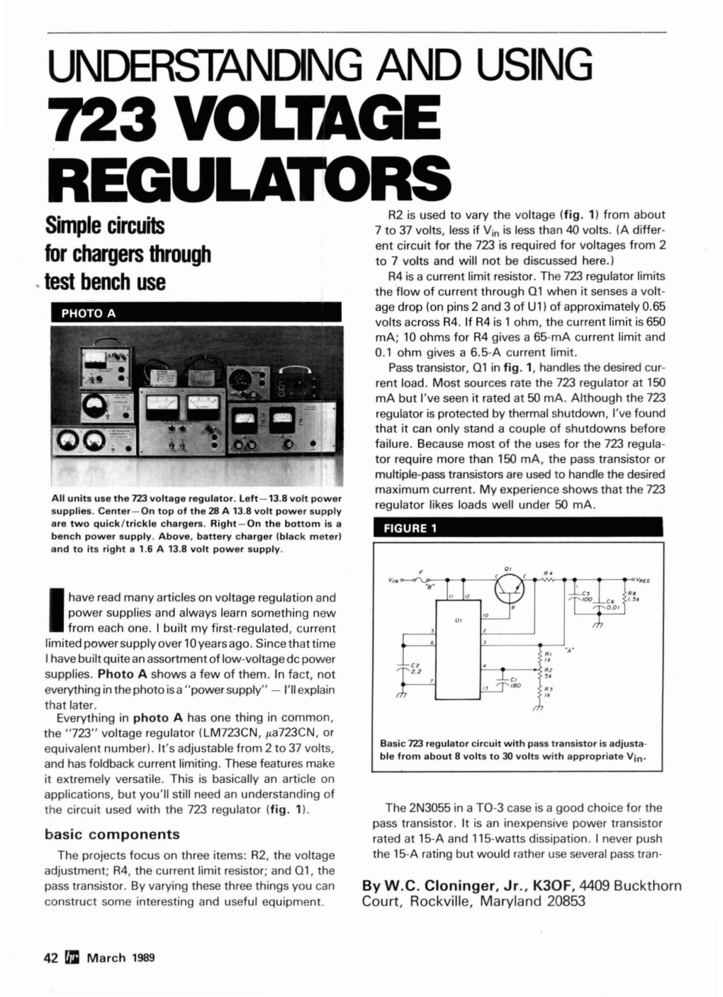 UNDERSTANDING and USING 723VOLTAGE REGULATORS R2 Is Used to Vary the Voltage (F Ig
