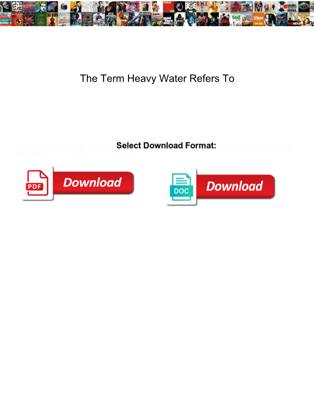 The Term Heavy Water Refers To