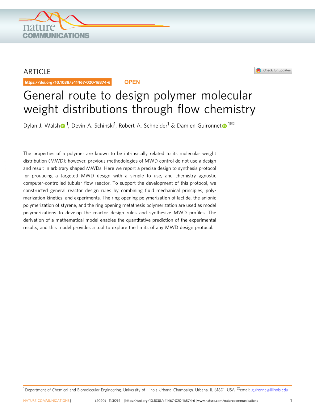 General Route to Design Polymer Molecular Weight Distributions Through Flow Chemistry