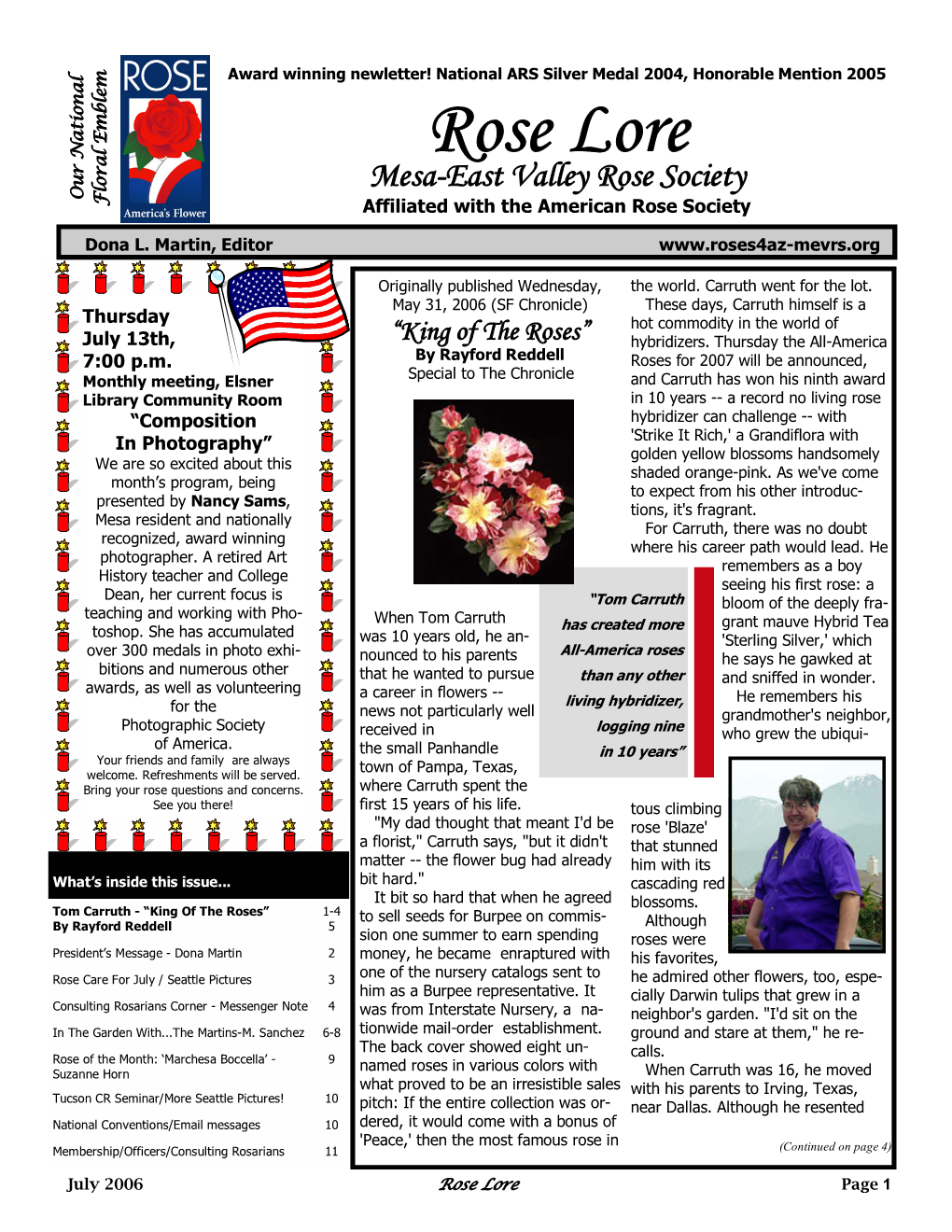 July 2006 Rose Lore Page 1