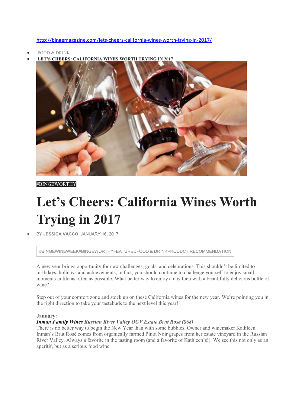 California Wines Worth Trying in 2017