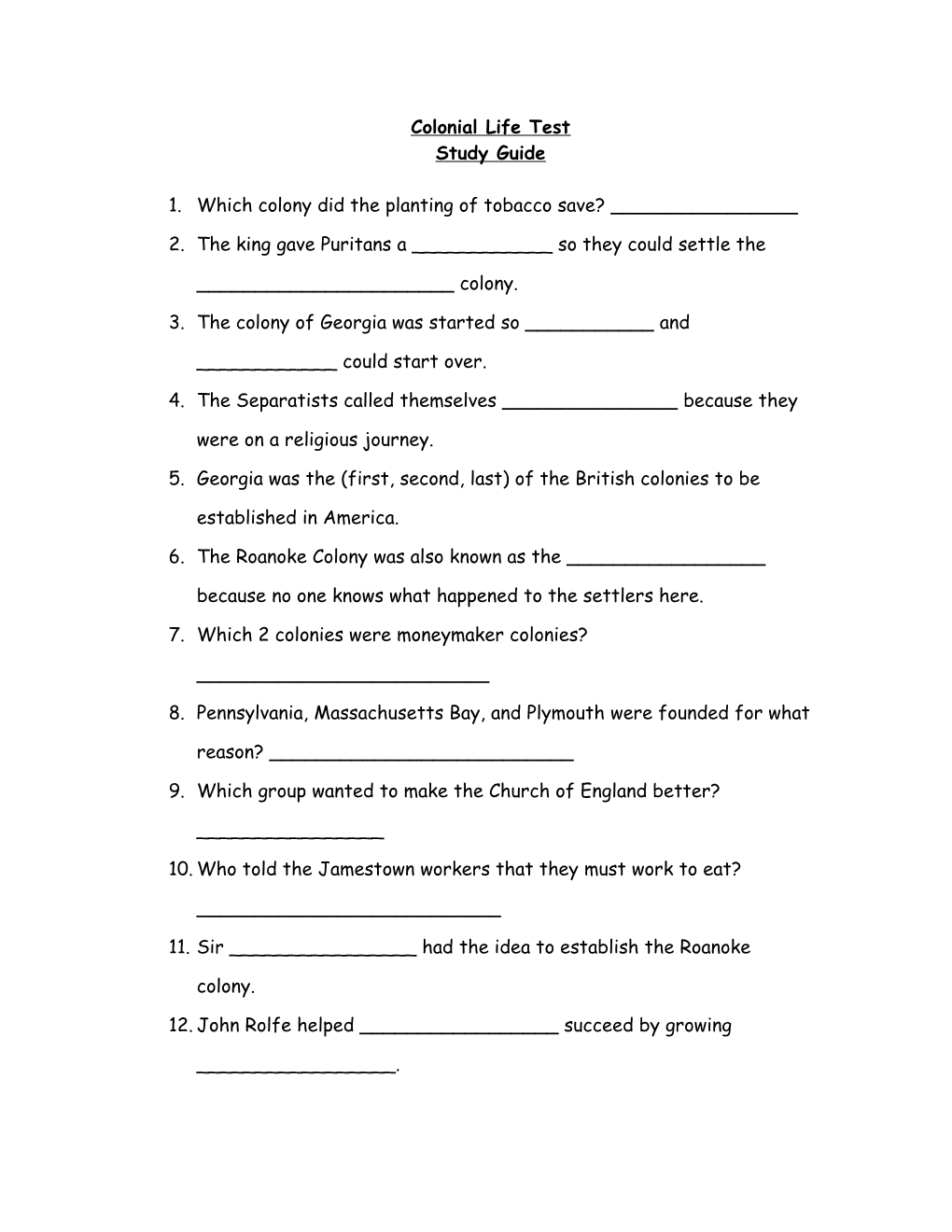 Colonial Life Test